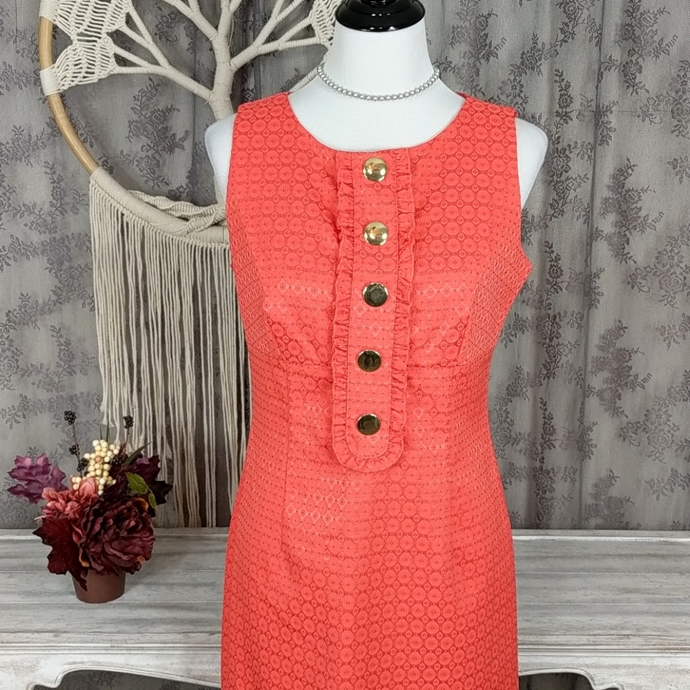 London Times coral brocade dress - Picture 3 of 10